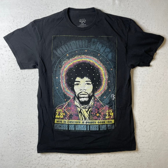 Radio Days Other - Jimi Hendrix Radio Days Live Golden Gate Park Black Graphic T-Shirt Mens L